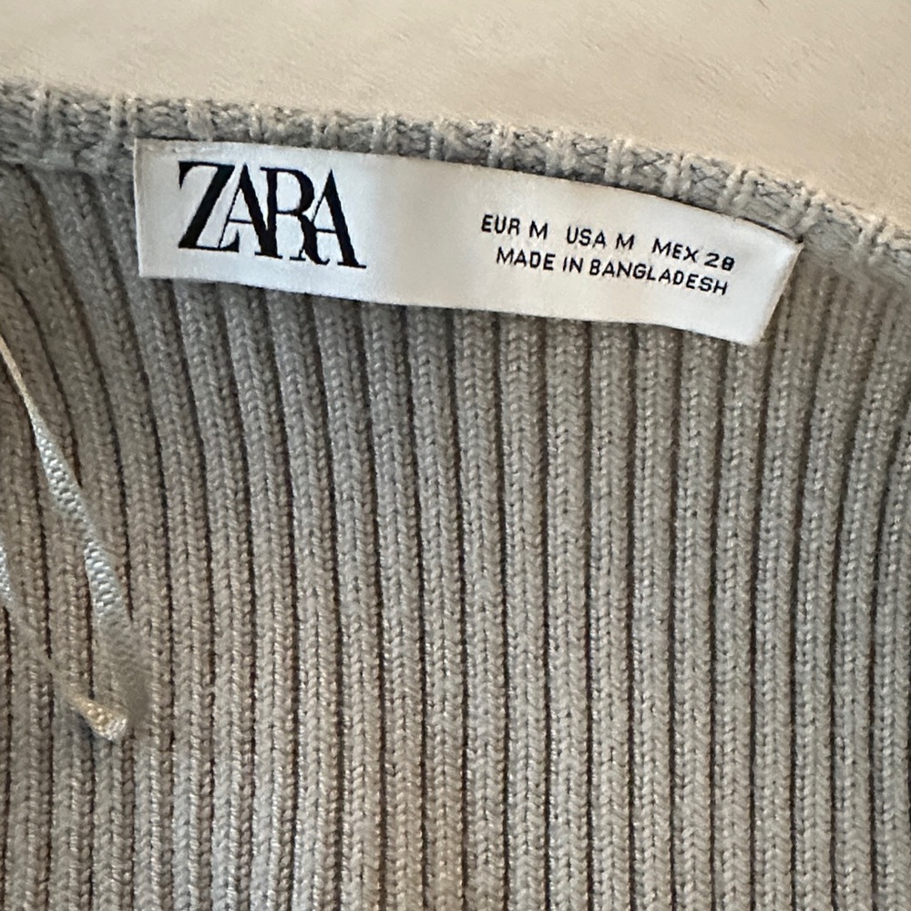ZARA Light Gray Ribbed Crop Cardigan set - Picture 10 of 12